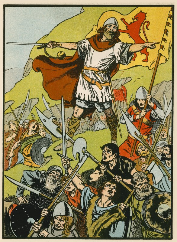 Wallace irányítja katonáit (színes litográfia) alkotó: Thomas Heath Robinson
