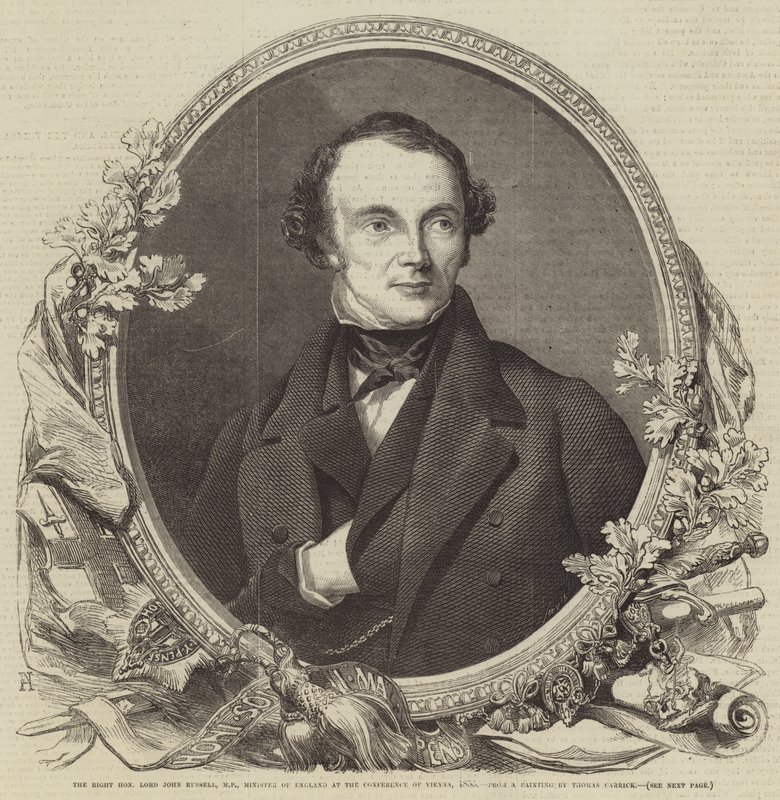 The Right Honorable Lord John Russell, parlamenti képviselő, angol miniszter a bécsi konferencián, 1855 alkotó: Thomas Heathfield Carrick