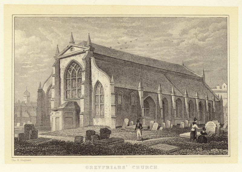 Greyfriars templom (metszet) alkotó: Thomas Hosmer (after) Shepherd