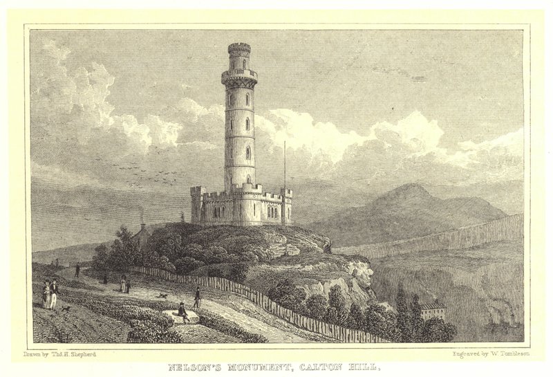 Nelson emlékműve, Calton Hill (metszet) alkotó: Thomas Hosmer (after) Shepherd