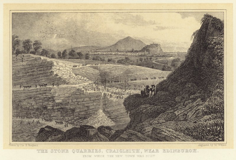 Az Edinburgh melletti craigleith-i kőbányák, ahonnan az újváros épült (metszet) alkotó: Thomas Hosmer (after) Shepherd