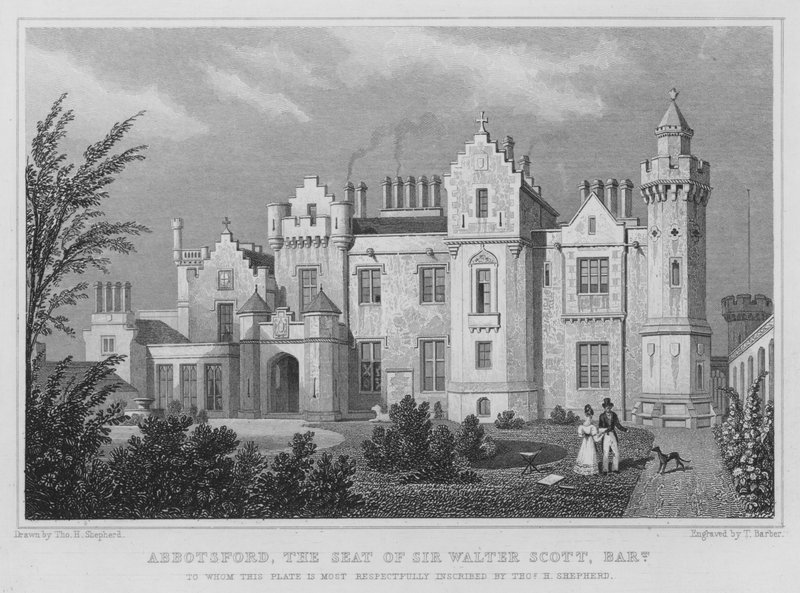 Abbotsford, Sir Walter Scott székhelye, Baronet (metszet) alkotó: Thomas Hosmer Shepherd