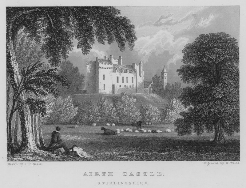 Airth kastély, Stirlingshire (metszet) alkotó: Thomas Hosmer Shepherd