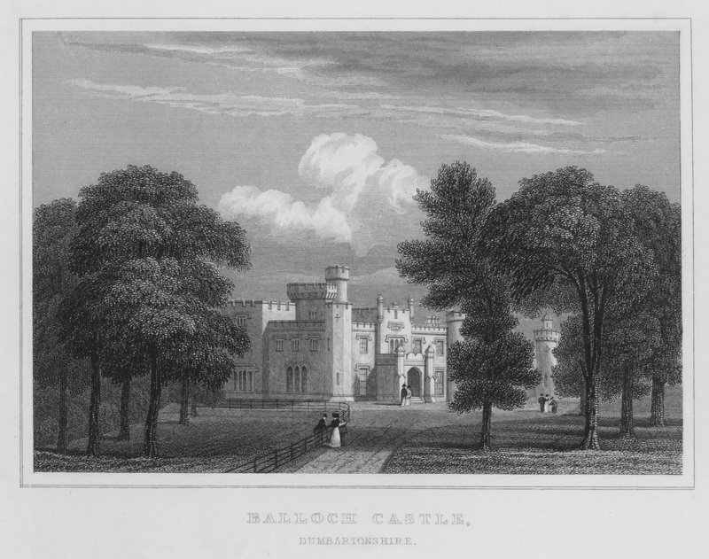 Balloch kastély, Dumbartonshire (metszet) alkotó: Thomas Hosmer Shepherd