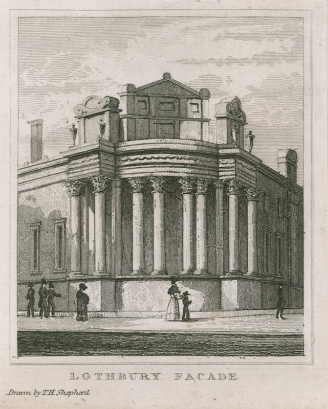 Bank of England, Sir John Soane homlokzatai alkotó: Thomas Hosmer Shepherd