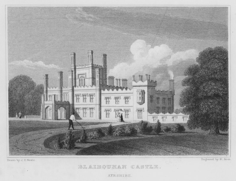 Blairquhan kastély, Ayrshire (metszet) alkotó: Thomas Hosmer Shepherd