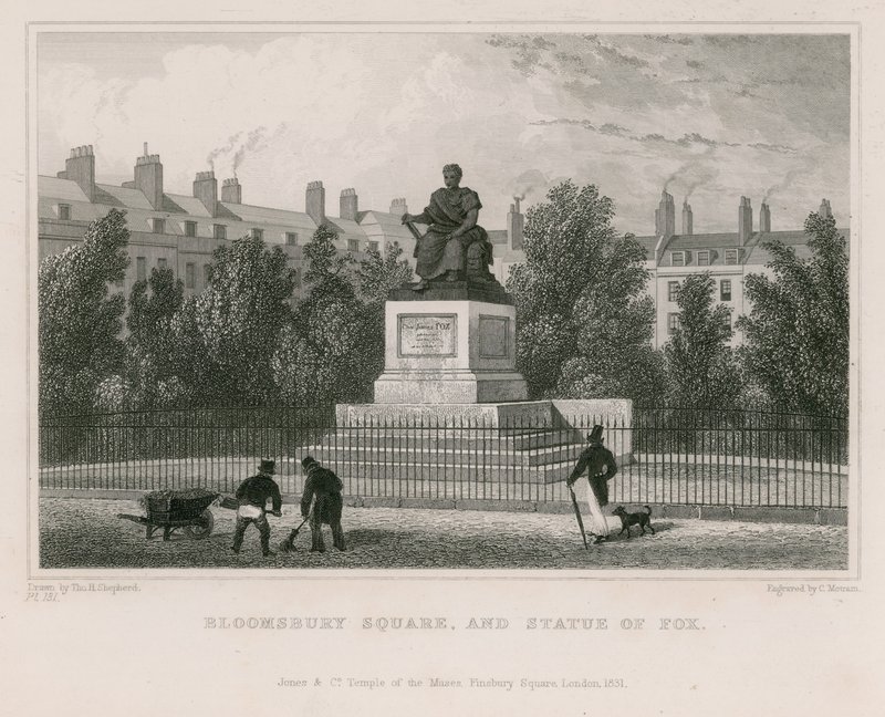 Bloomsbury Square és Fox szobra alkotó: Thomas Hosmer Shepherd
