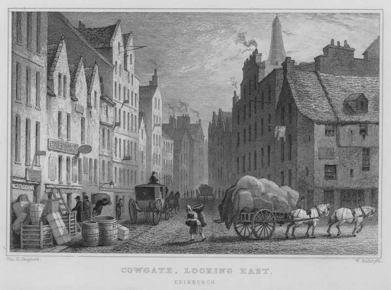 Cowgate, Keletre néz, Edinburgh (metszet) alkotó: Thomas Hosmer Shepherd