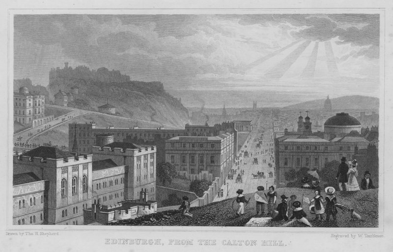 Edinburgh, a Calton Hillről (metszet) alkotó: Thomas Hosmer Shepherd