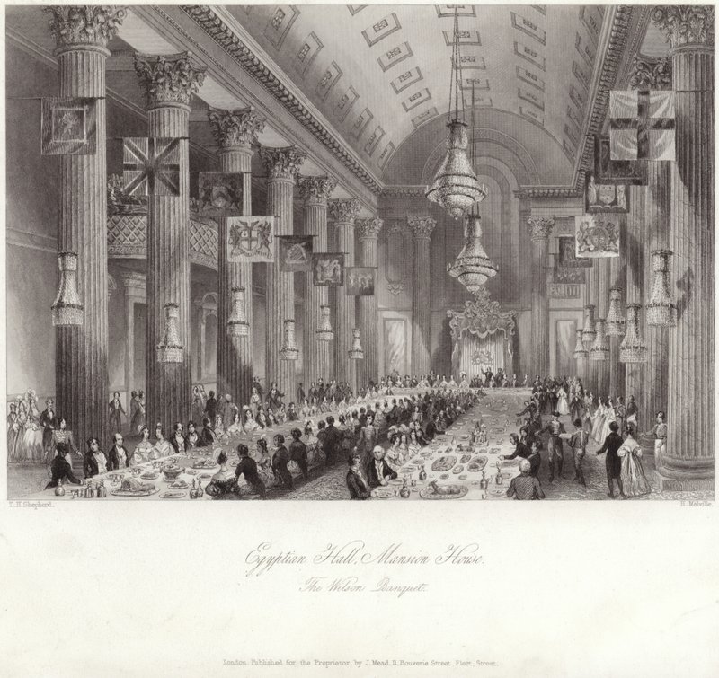 Egyiptomi terem a Mansion House-ban a Wilson-bankett alatt alkotó: Thomas Hosmer Shepherd