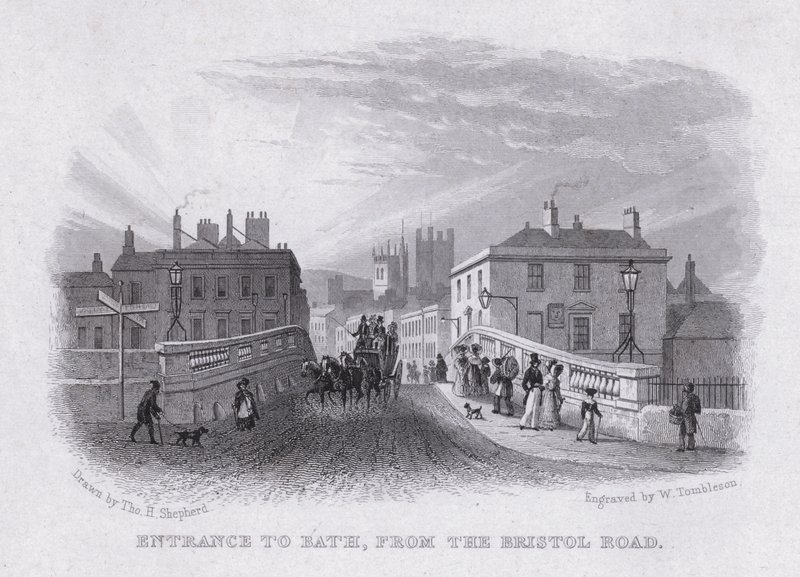 Bath bejárata a Bristol Road felől (metszet) alkotó: Thomas Hosmer Shepherd