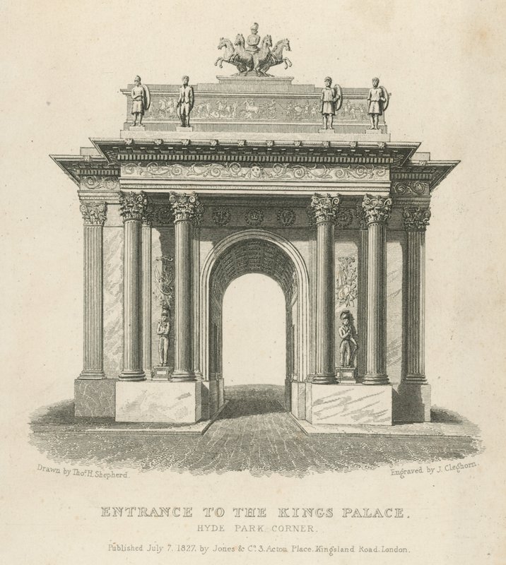 A Kings Palace bejárata, a Hyde Park Corner alkotó: Thomas Hosmer Shepherd