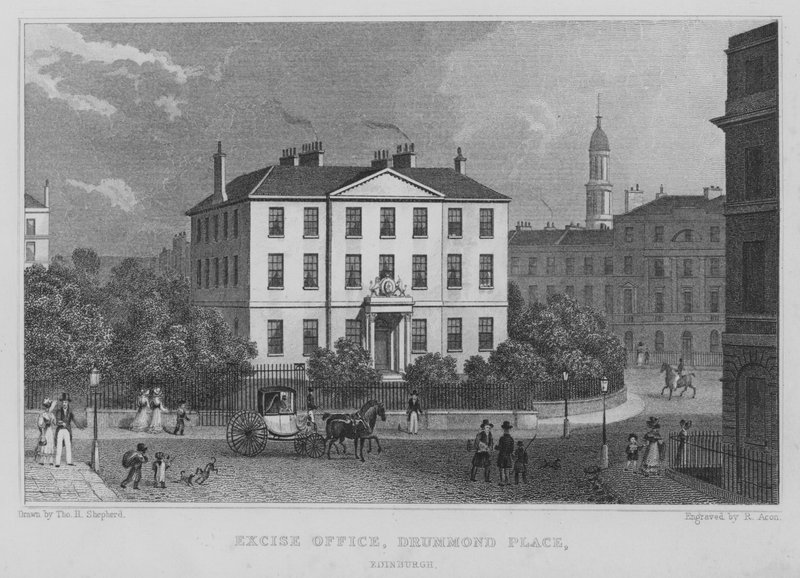 Jövedéki Iroda, Drummond Place, Edinburgh (metszet) alkotó: Thomas Hosmer Shepherd