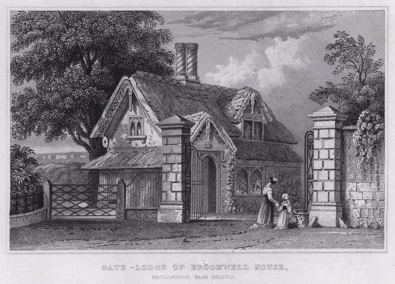 Gate-Lodge of Broomwell House, Brislington, Bristol közelében (metszet) alkotó: Thomas Hosmer Shepherd