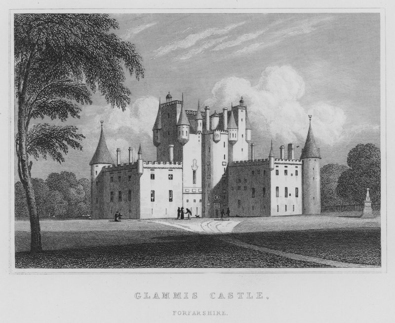 Glamis kastély, Forfarshire (metszet) alkotó: Thomas Hosmer Shepherd