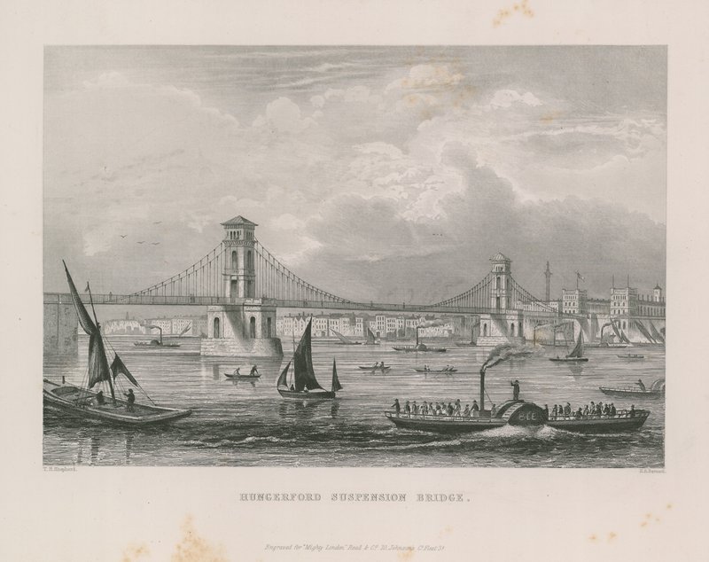Hungerford függőhíd a Temzén át alkotó: Thomas Hosmer Shepherd