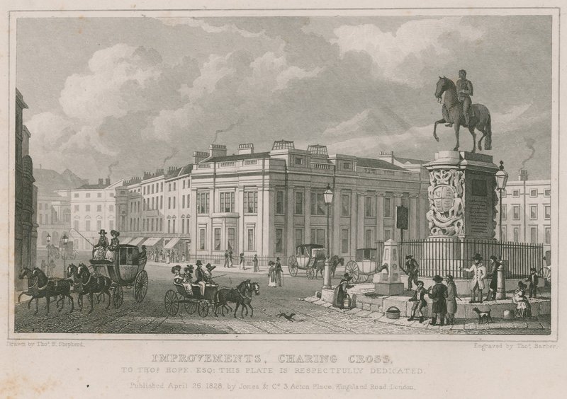 A Charing Cross továbbfejlesztései (metszet) alkotó: Thomas Hosmer Shepherd