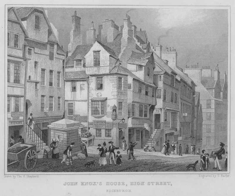 John Knox háza, High Street, Edinburgh (metszet) alkotó: Thomas Hosmer Shepherd