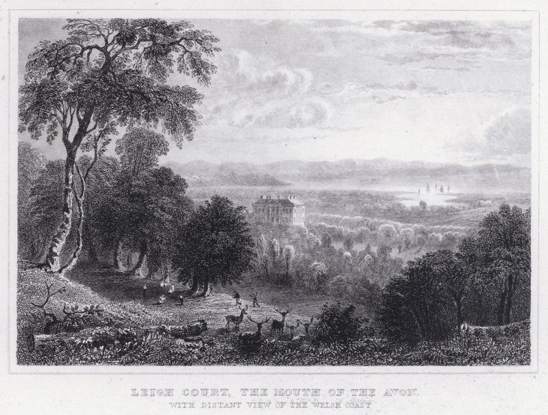 Leigh Court, az Avon szája, távoli kilátással a walesi tengerpartra (metszet) alkotó: Thomas Hosmer Shepherd