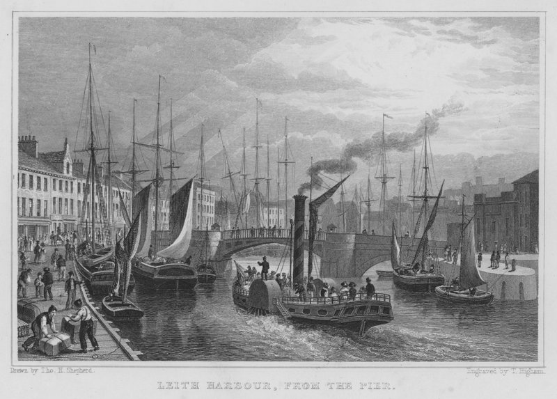 Leith kikötő, a mólóról (metszet) alkotó: Thomas Hosmer Shepherd