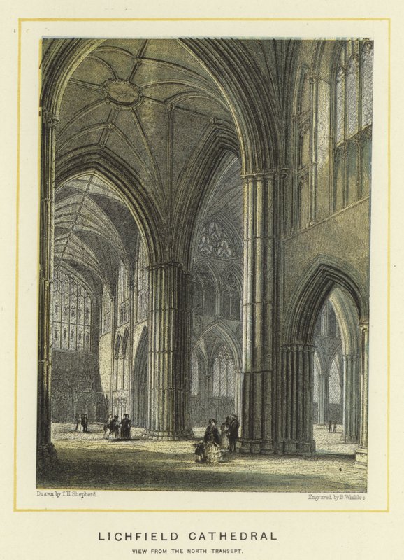 Lichfield katedrális, kilátás az északi kereszthajóról alkotó: Thomas Hosmer Shepherd