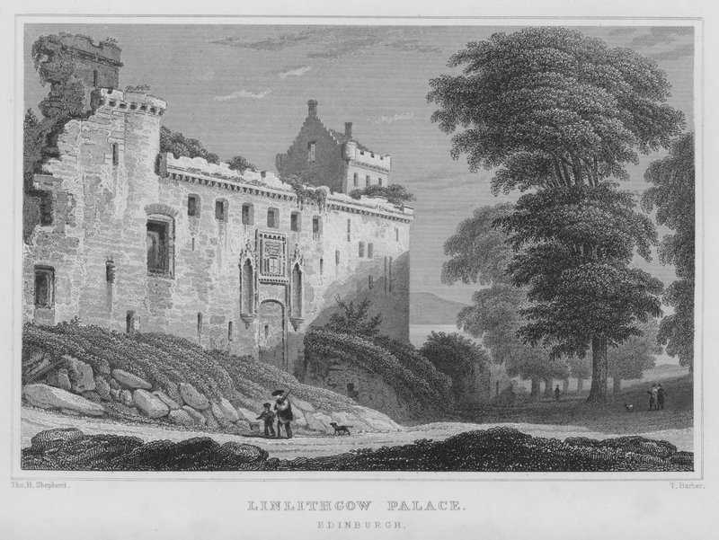 Linlithgow palota, Edinburgh (metszet) alkotó: Thomas Hosmer Shepherd