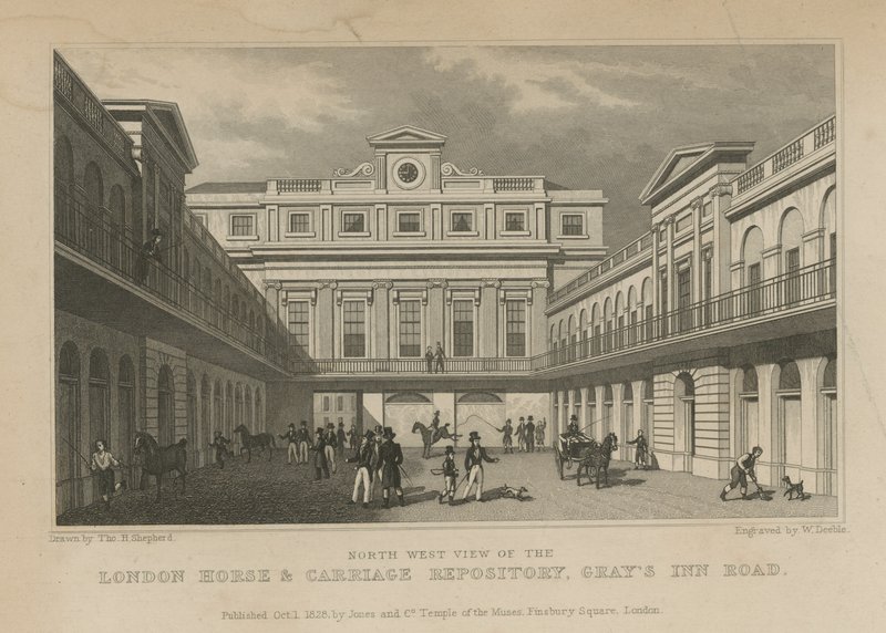 London Horse és Carriage Repository alkotó: Thomas Hosmer Shepherd