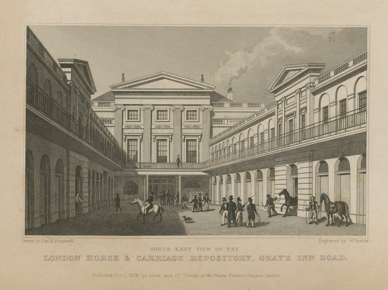 London Horse und Carriage Repository alkotó: Thomas Hosmer Shepherd