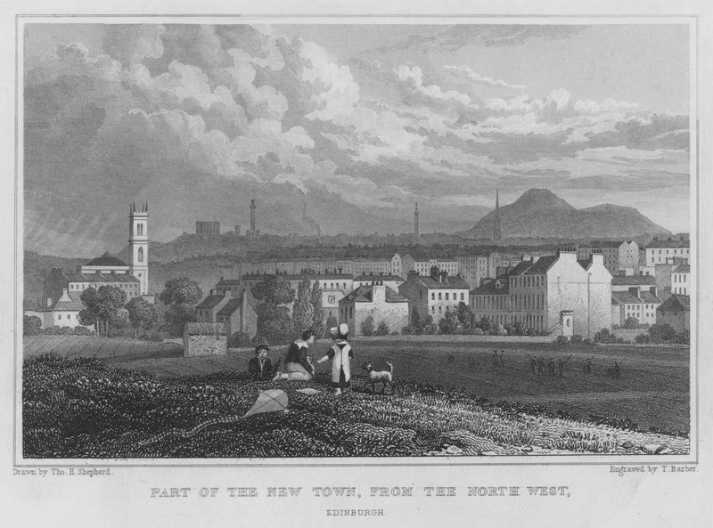 Az újváros része, északnyugat felől, Edinburgh (metszet) alkotó: Thomas Hosmer Shepherd