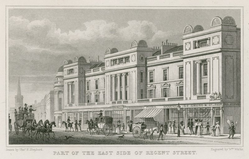 A Regent Street keleti oldalának egy része, London alkotó: Thomas Hosmer Shepherd