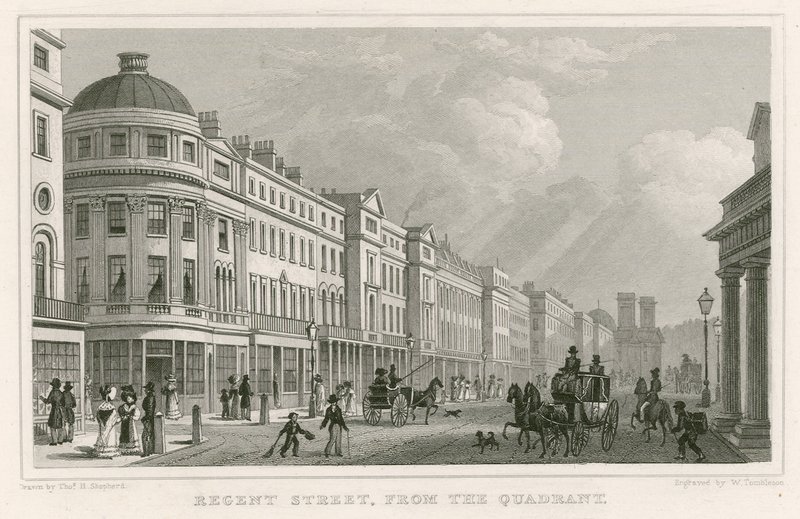 Regent Street, London, a Quadrantból alkotó: Thomas Hosmer Shepherd