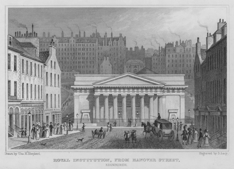 Királyi Intézet, az Edinburgh-i Hanover Street-ről (metszet) alkotó: Thomas Hosmer Shepherd