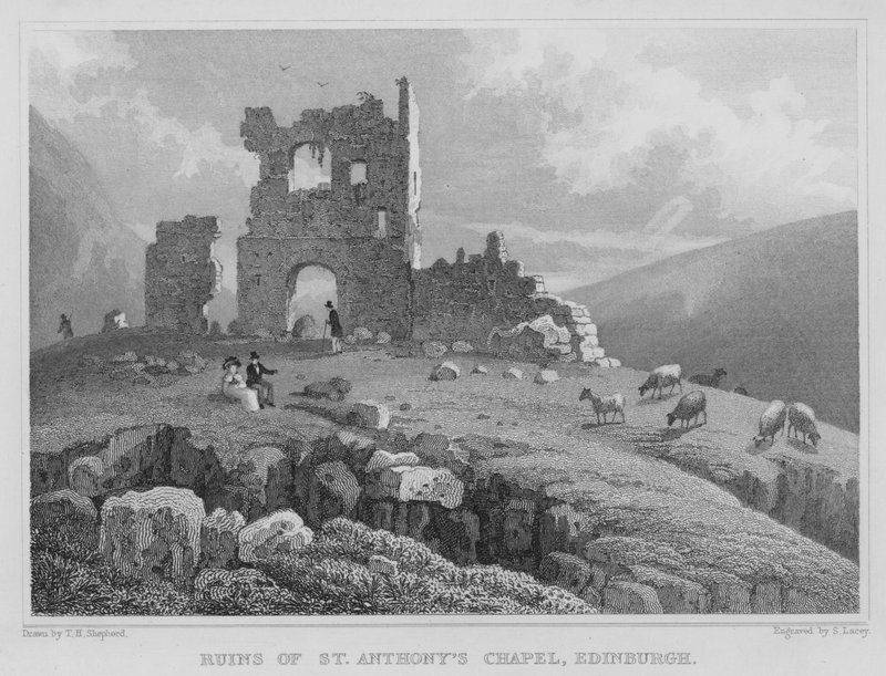 A Szent Antal-kápolna romjai, Edinburgh (metszet) alkotó: Thomas Hosmer Shepherd