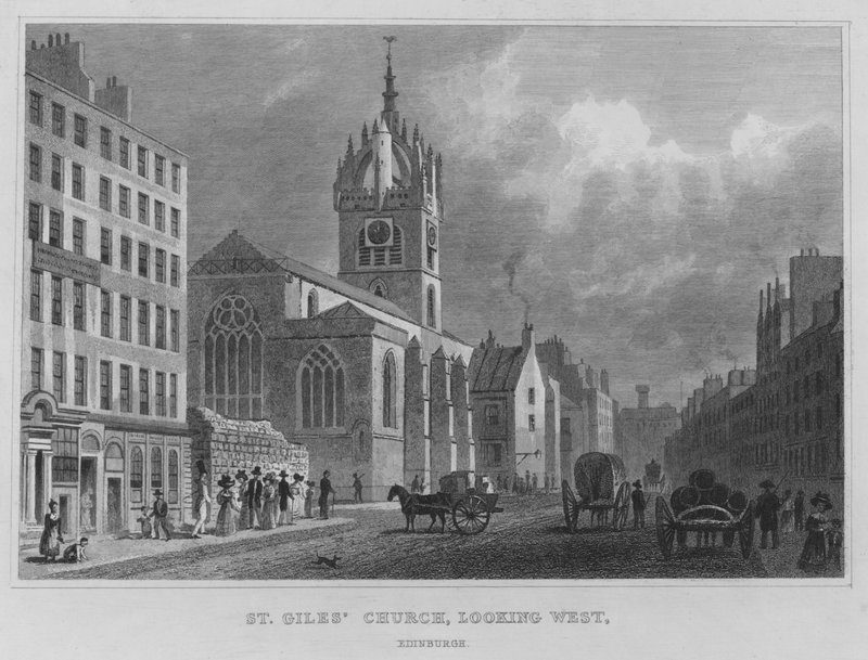 St Giles templom nyugatra néz, Edinburgh (metszet) alkotó: Thomas Hosmer Shepherd