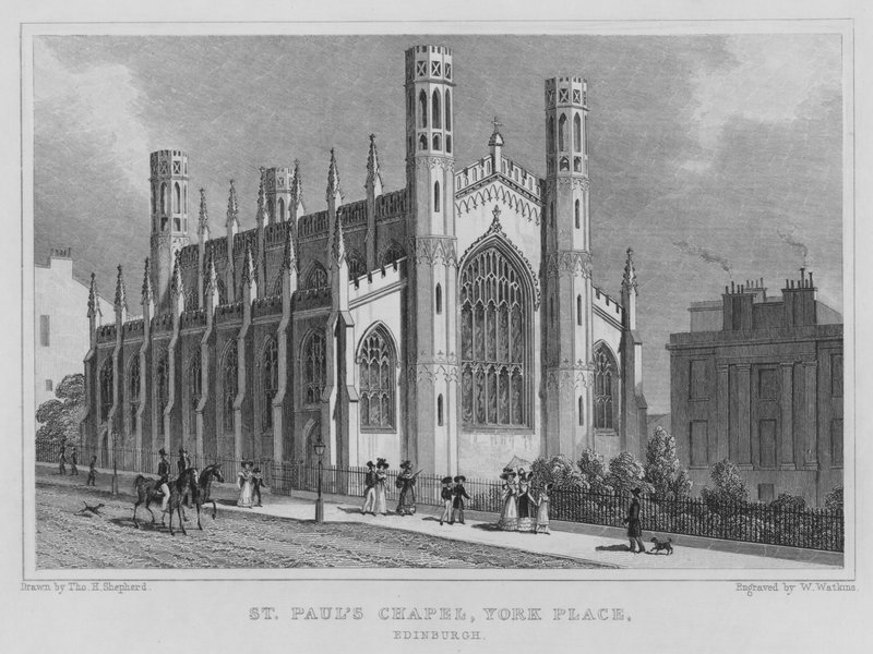 Szent Pál-kápolna, York Place, Edinburgh (metszet) alkotó: Thomas Hosmer Shepherd