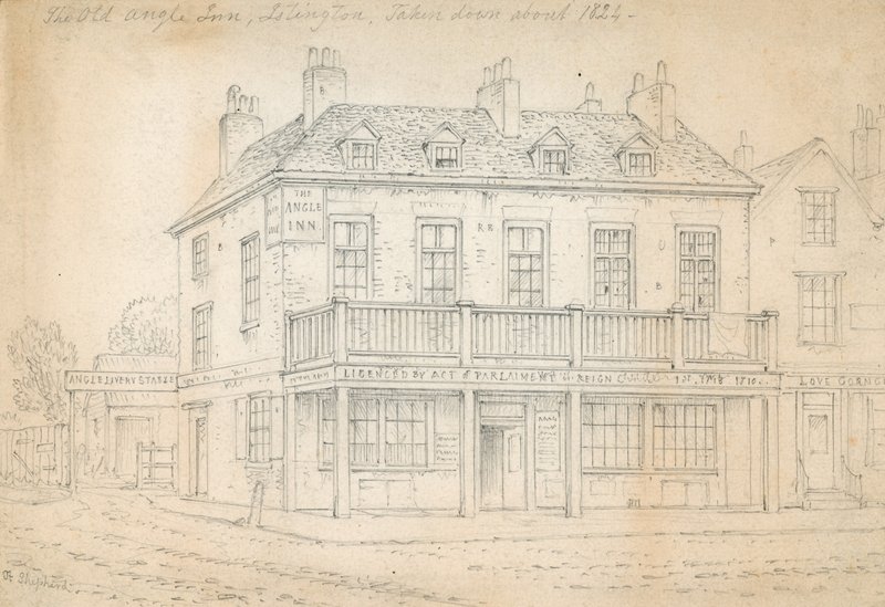 The Angel Inn, Islington (tinta papíron) alkotó: Thomas Hosmer Shepherd