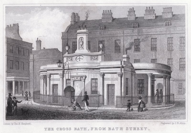 The Cross Bath, a Bath Street felől (metszet) alkotó: Thomas Hosmer Shepherd