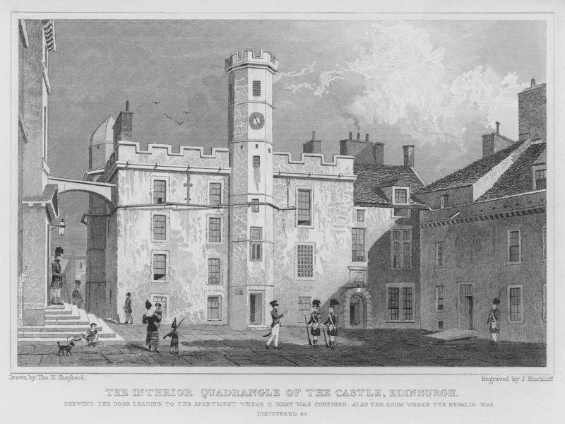 A kastély belső négyszöge, Edinburgh (metszet) alkotó: Thomas Hosmer Shepherd