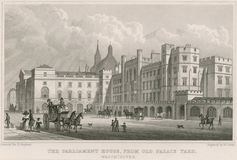 A Parlament épülete az Old Palace Yard-ból, Westminster, London alkotó: Thomas Hosmer Shepherd