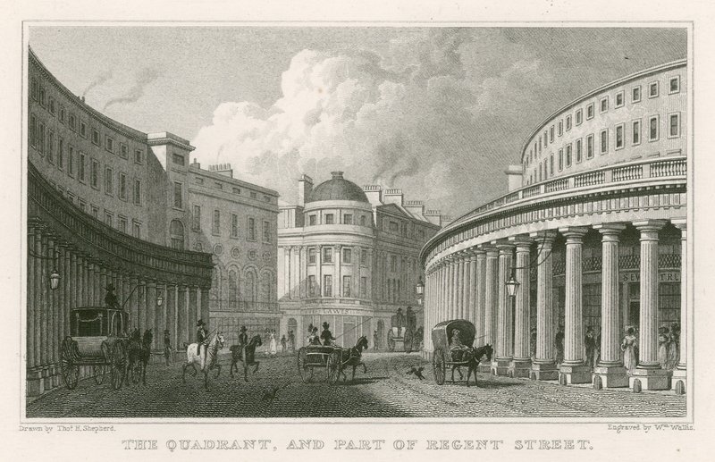 A kvadráns és a Regent Street egy része, London alkotó: Thomas Hosmer Shepherd