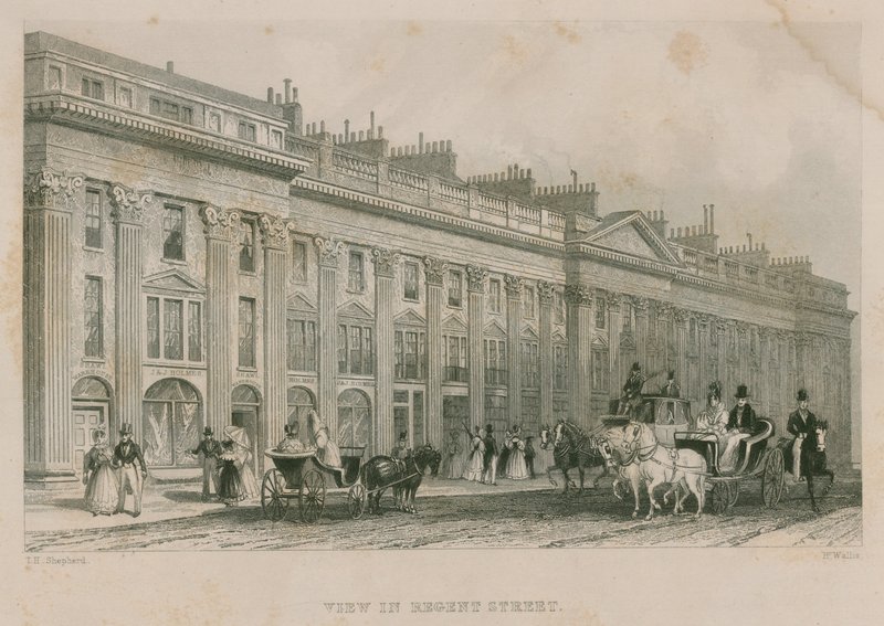 Kilátás a Regent Streetre, London, nyugati oldalon alkotó: Thomas Hosmer Shepherd