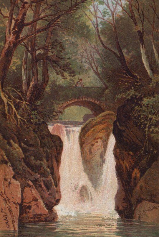 Az angol tavak, Rydal-vízesés (színes litho) alkotó: Thomas Leeson the Elder Rowbotham