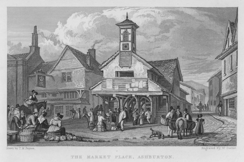 The Market Place, Ashburton (metszet) alkotó: Thomas Mann (after) Baynes