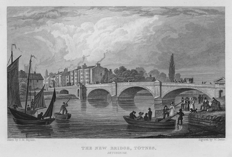 The New Bridge, Totnes, Devonshire (metszet) alkotó: Thomas Mann (after) Baynes