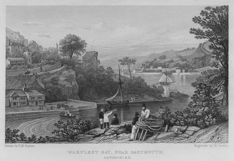 Warfleet Bay, Dartmouth közelében, Devonshire (metszet) alkotó: Thomas Mann (after) Baynes