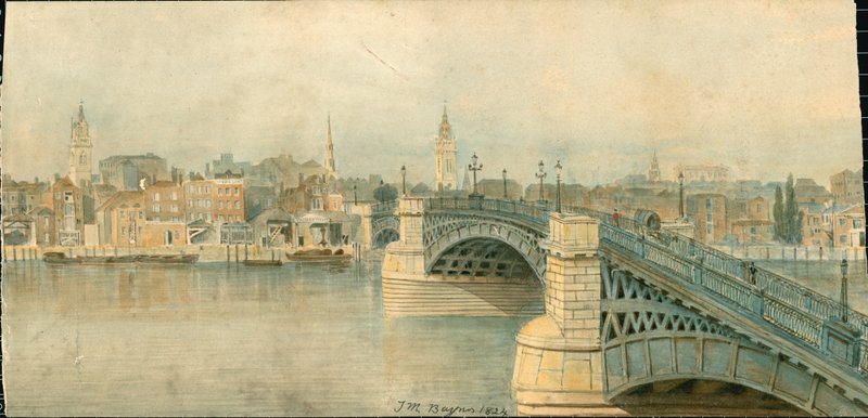 Panoráma a Temze folyó északi partjáról, 13 részből álló kép alkotó: Thomas Mann Baynes