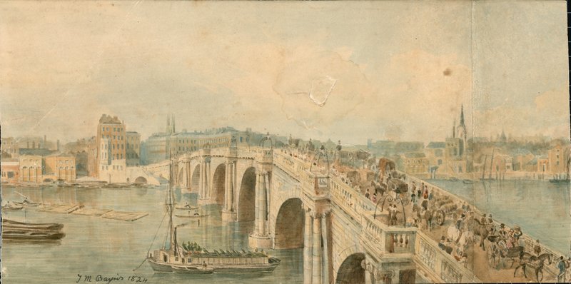 Panoráma a Temze folyó északi partjáról, 13 részből álló kép alkotó: Thomas Mann Baynes