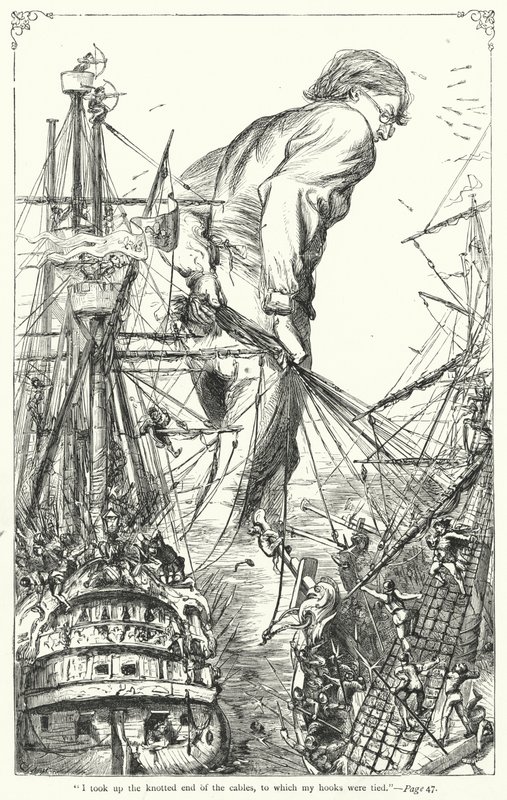 Illusztráció a Gulliver utazásaihoz, Jonathan Swift (metszet) alkotó: Thomas Morten