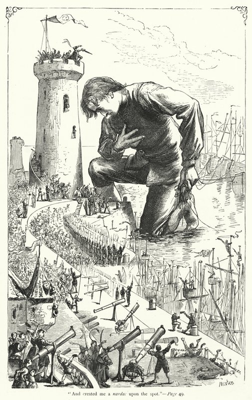 Illusztráció a Gulliver utazásaihoz, Jonathan Swift (metszet) alkotó: Thomas Morten