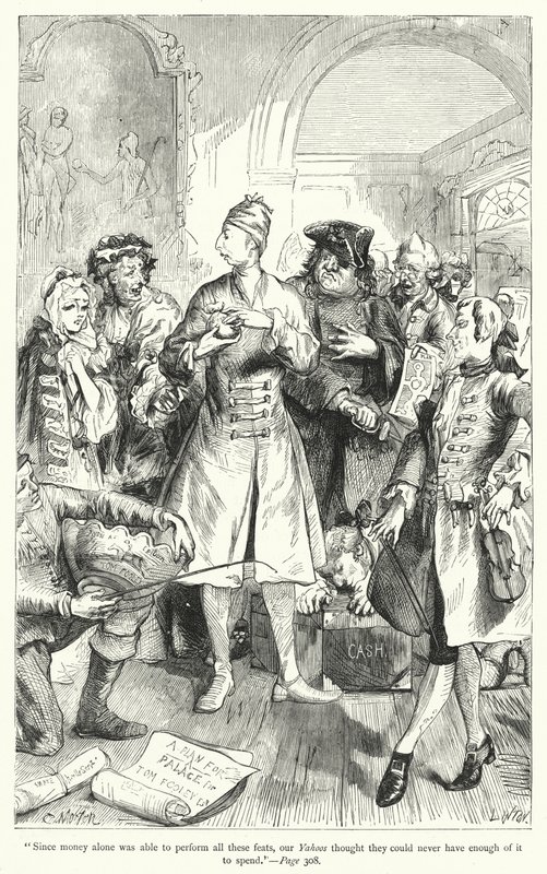 Illusztráció a Gulliver utazásaihoz, Jonathan Swift (metszet) alkotó: Thomas Morten